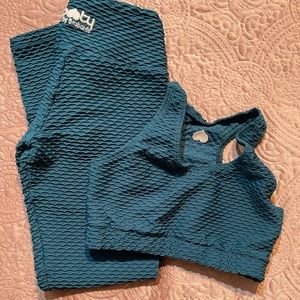 Booty by Brabants dark teal blue leggings sports bra